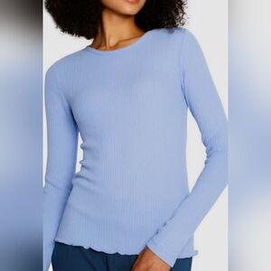 PJ Salvage Blue Reloved Ribbed Long Sleeve Top Medium Loungewear Soft Stretch